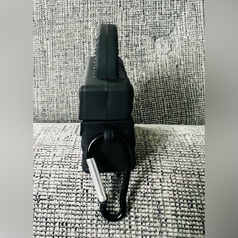 Black CC Mini AirPod Case with Clip - Picture 3 of 7